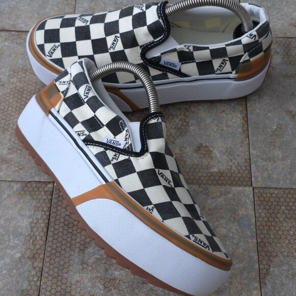 VANS Era Stacked Checkerboard Slip On Canvas Shoes - Picture 4 of 7